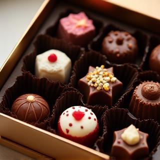 Artisan Chocolate Collection box with various chocolates